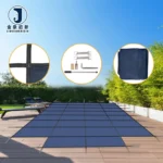 Rain Permeability Coated Organic Weft Plain Boys Blackout Blue Mesh Pool Safety Cover 18x36ft Rectangular Inground 4x8ft Center