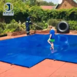 JX PVC Laminated Waterproof Breathable Anti-UV Blackout Organic Plain Weft Swimming Pool Covers Tarpaulin Coated