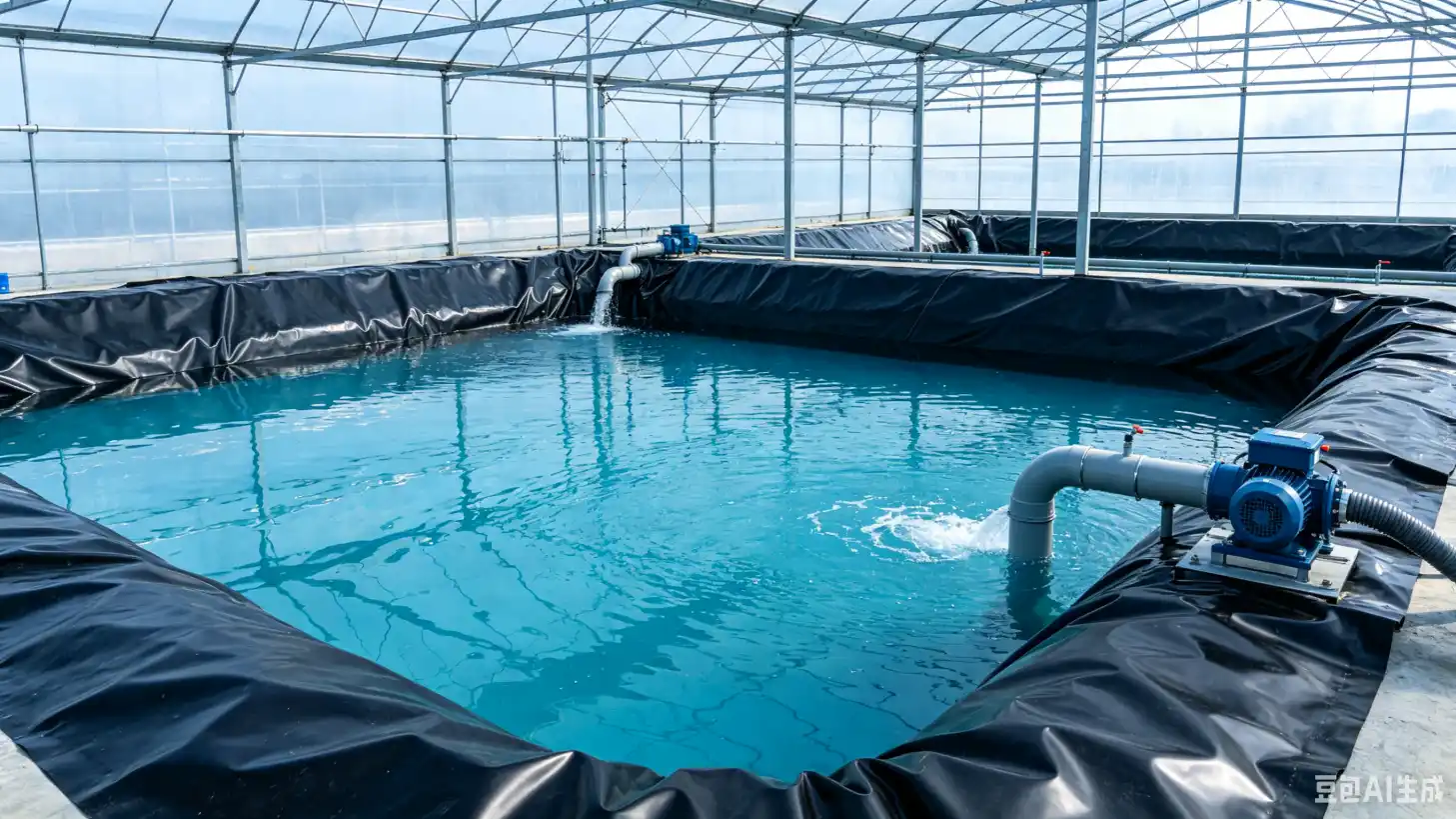 PVC fish pond liner in aquaculture operation