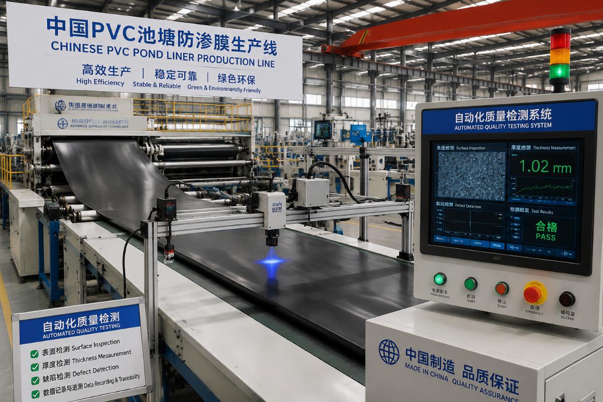 Chinese PVC pond liner production line with automated quality testing